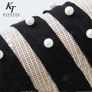 Custom Wholesale 2.5cm Cotton Black Pearl Beaded Herringbone Tape