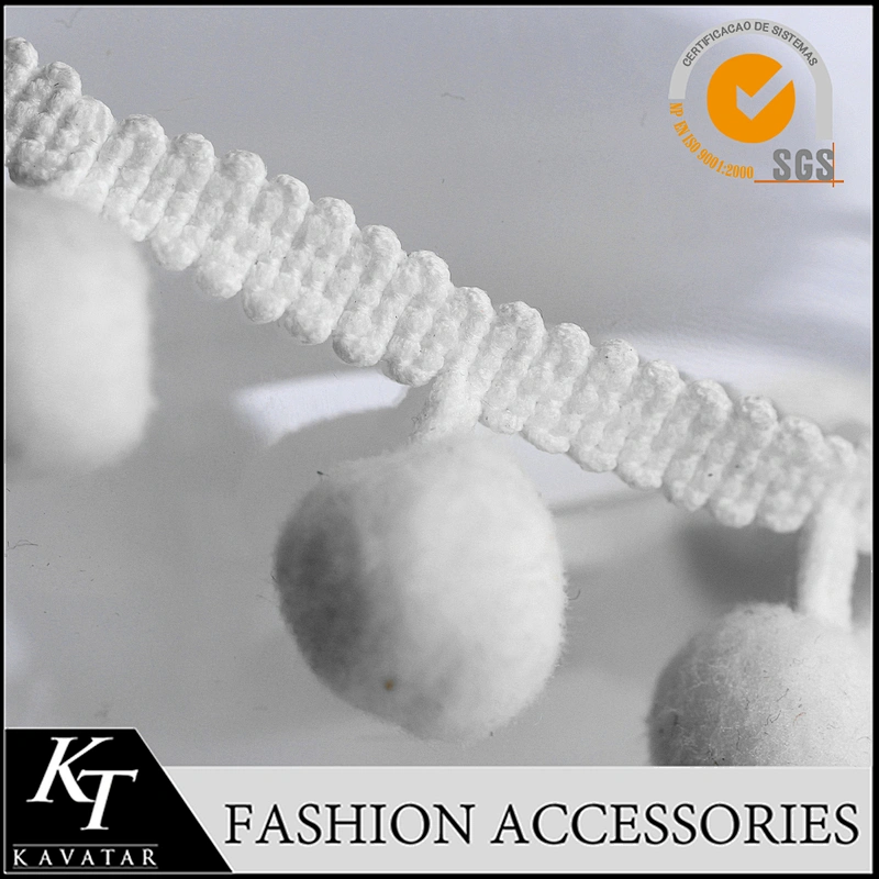 Hot selling white lace trim pom pom trim for dress