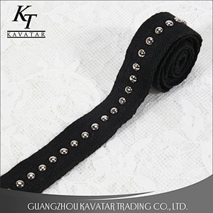 kavatar Accessories bead nail on polyester herringbone tape trim for decoration garment