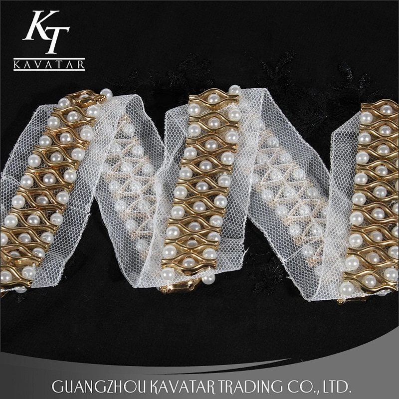 Beaded Pearls Accessories Trim Bride Lace Ribbon Trimming For Decorative