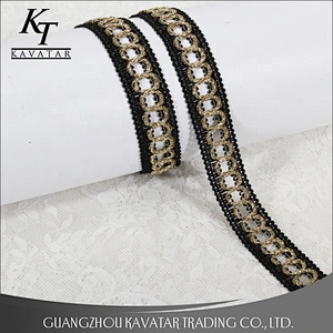 Popular gold circle design lace trim from china
