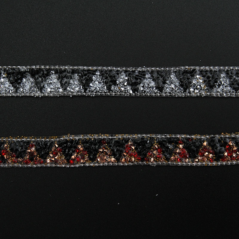Kavatar Wholesale Accessories Chain Beaded Rhinestone Hotfix Trim Garment Accessory  Iron on Trims