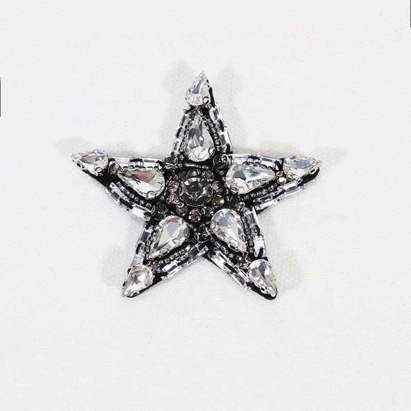 Factory Wholesale Fashion Star Style Designs Rhinestone Beaded Sew-On Patches