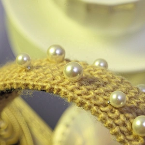 Winter simple pure handmade sweater pearl hairband web celebrity fashion style headband hair accessories knitted crochet pattern