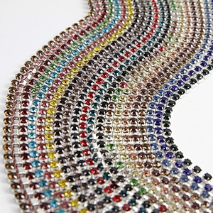 Kavatar Wholesale 12# 2.6mm width Cheap Rhinestone Trim For Clothes Rhinestone Chain Trim