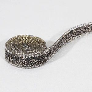 Shimmering hot fix rhinestone transfer trim for clothing embellishment