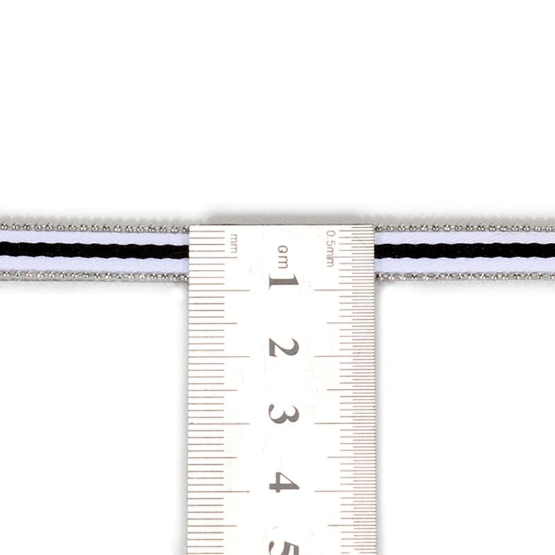 Design iron on hot fix rhinestone trim with white black strip ribbon
