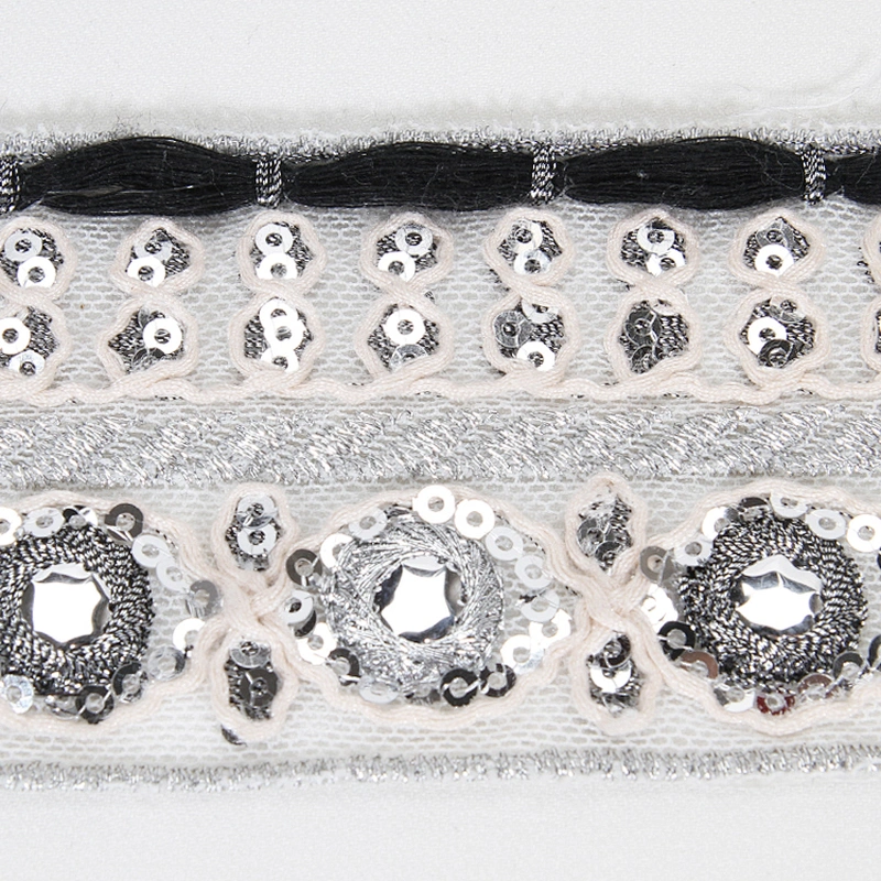 Custom Handmade Sequin Beaded Mesh Tape Embroidery Border Lace Trim for Dresses Clothes
