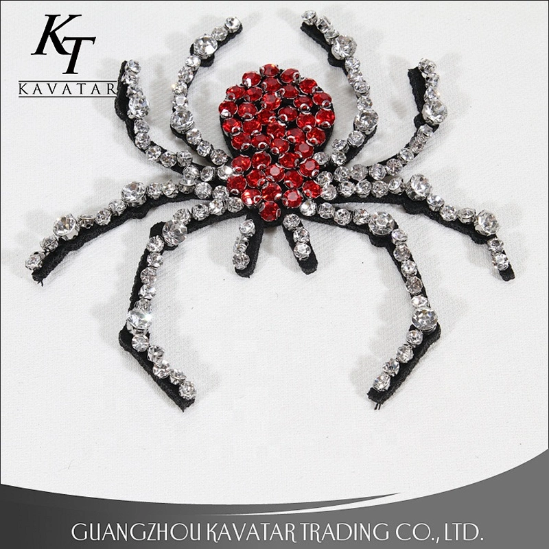 Kavatar Beautiful Red Shape Stone Spider Patches For Garment