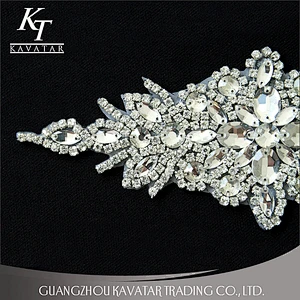 Sew-on Floral Bridal Pearl Crystal Beaded Rhinestone Applique