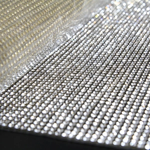 Kavatar Wholesale  2mm Aluminum Transfer Crystal Stone Mesh Sheets Trimming, Gold Accessories Base Hot Fix Rhinestone Iron on Trims