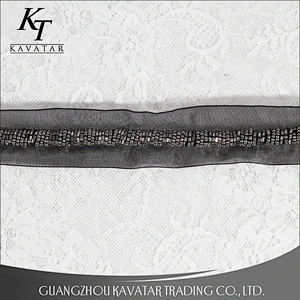 Classic Black Lace Trim with beads Sew on Cotton Rope For Dress Collar