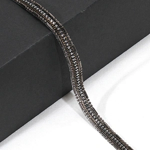 Kavatar Beads Accessories Chain Decorated Black Plastic Rhinestone Trim