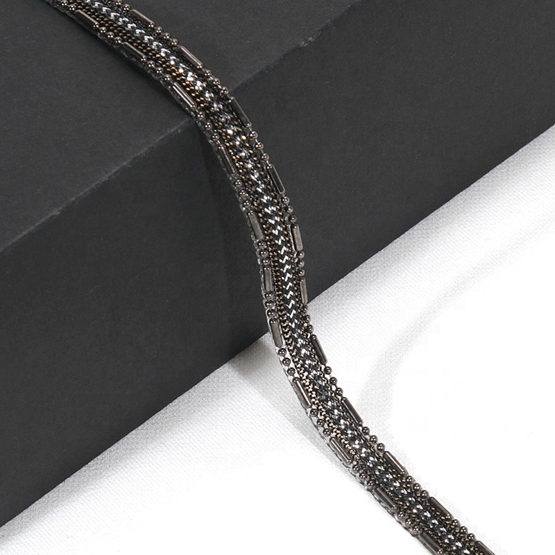 Kavatar Beads Accessories Chain Decorated Black Plastic Rhinestone Trim