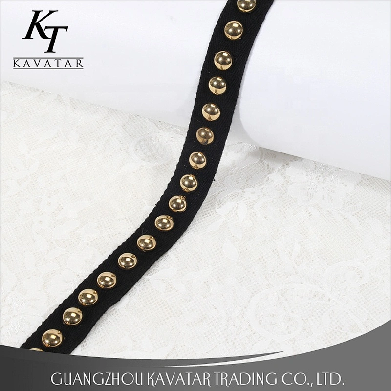 Kavatar Fashionable Embroidery Ribbon Accessories Half Beaded Lace Ribbon Trim For Garment