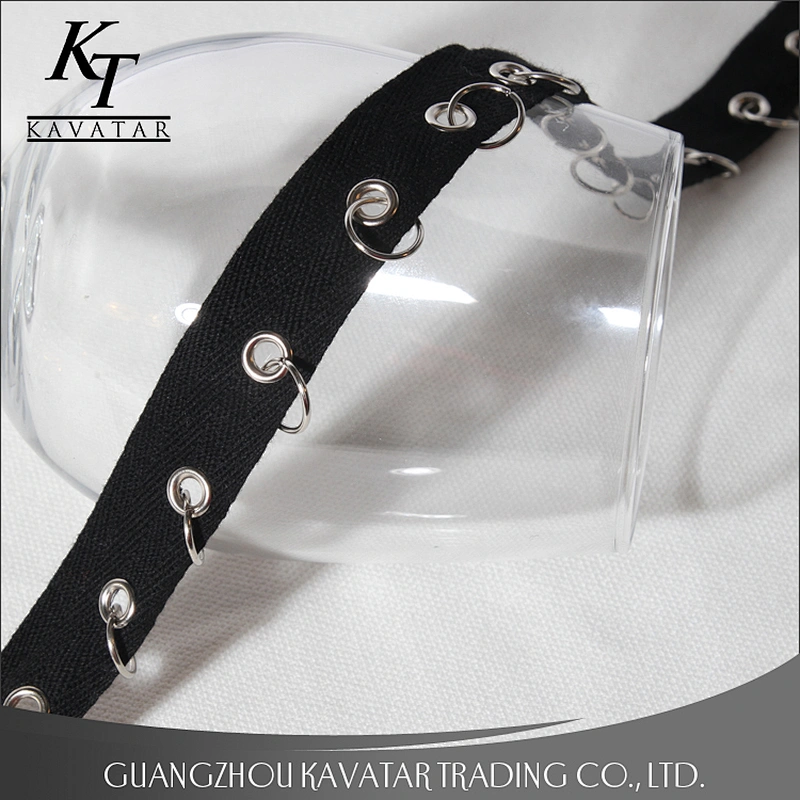 Fashion herringbone style polyester eyelet with iron hoop lace trim for garment,bags,hat,shoe