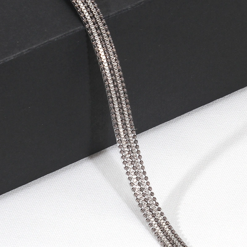 Black Copper beaded hot fix rhinestone trim with chains decoration