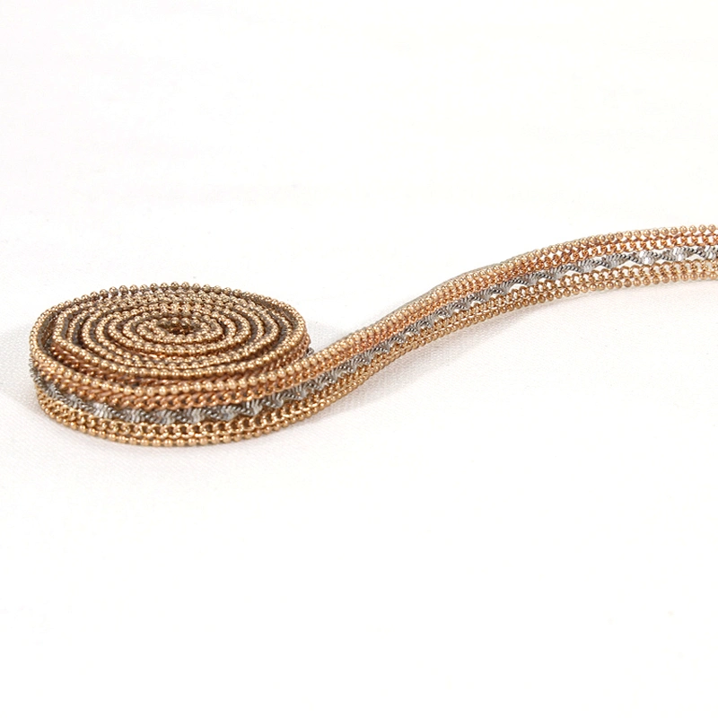 Mini Gold Accessories Chain Bordered Hot Fix Rhinestone Trim for Hats Shoes Clothes
