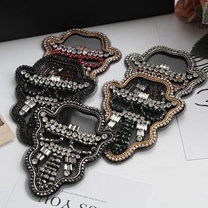Factory Custom gold sequin and bungle beads embroidery patches custom patches for clothing