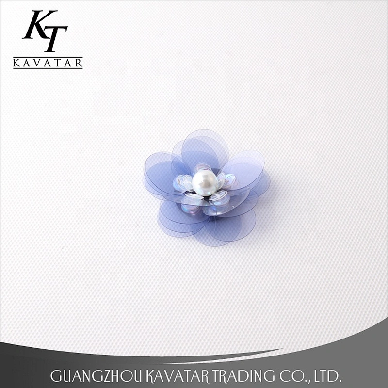 Customized Popular Blue 3D Flower Pearl Flower Patches