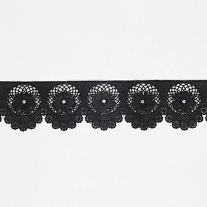 Good quality black eyelet lace flower trim manufacturer