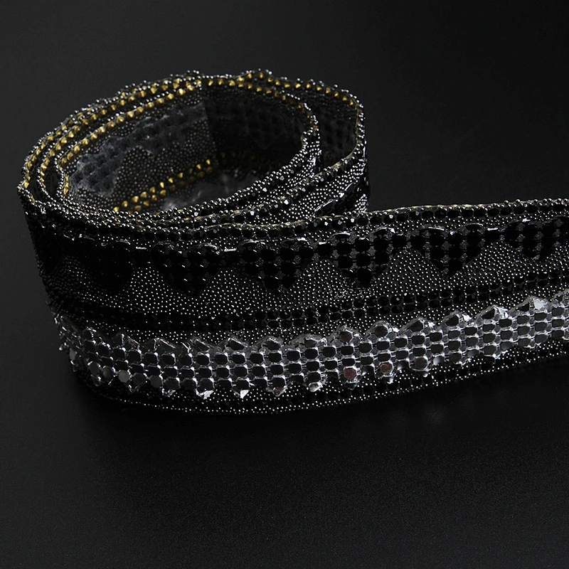 Kavatar Wholesale 4cm Width Hotfix Motif Designs Theme Rhinestone Hot Fix Rhinestone Trimming For Dresses Accessories CHF0141
