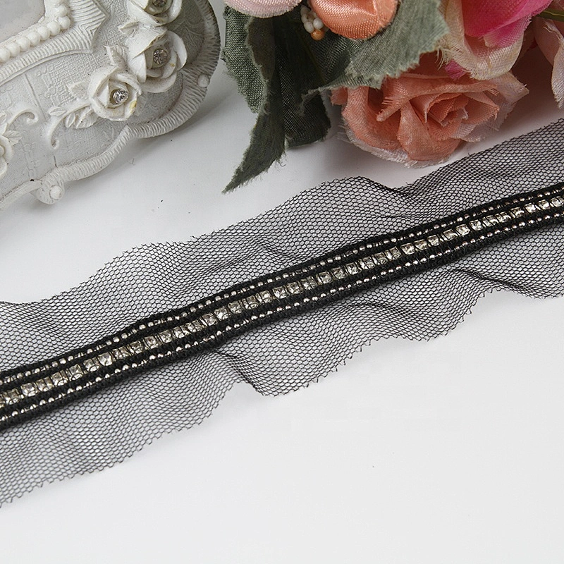 beaded trim black beaded embellished neck trim