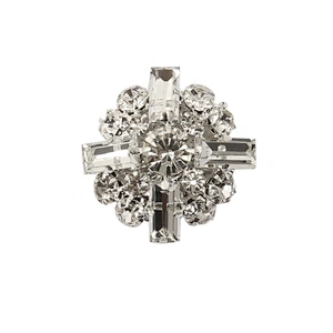 Kavatar Wholesale Crystal Glass Blue kavatar Gold Rhinestone Button For Garment Accessories