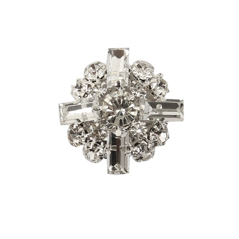 Kavatar Wholesale Crystal Glass Blue kavatar Gold Rhinestone Button For Garment Accessories