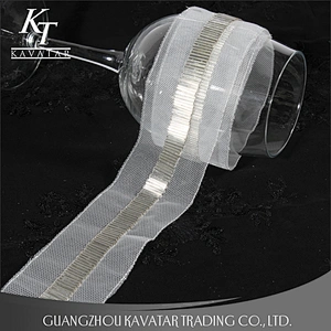 New strip shape beaded embroidery mesh lace trim decorative for bride wedding