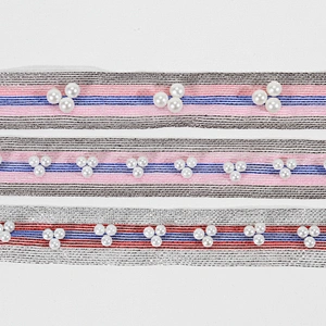 Wholesale kavatar Tread 3cm Beaded Pearl Lace ChainTrim For Dress