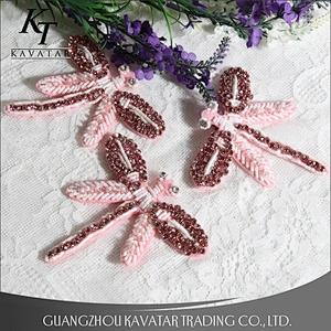 Decorative Patch Dragonfly Applique Sewing Beads Rhinestones