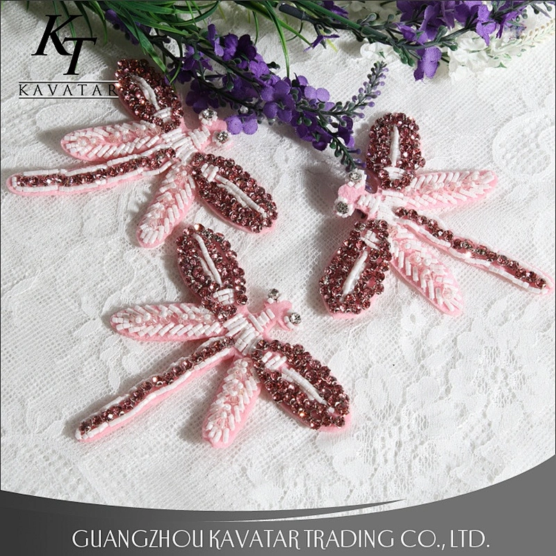 Decorative Patch Dragonfly Applique Sewing Beads Rhinestones