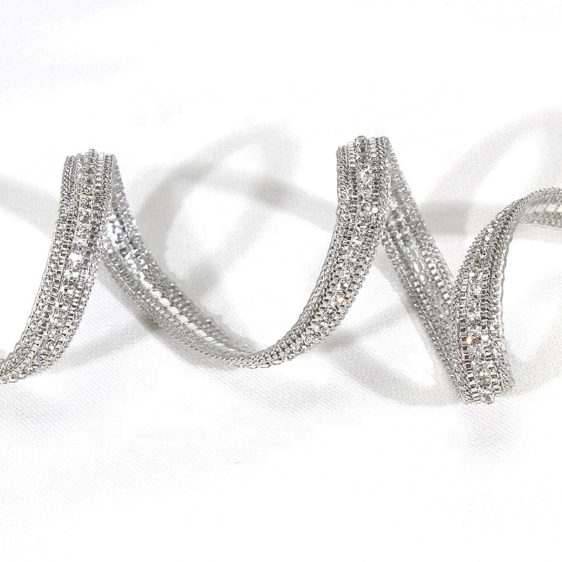 Kavatar Wholesale Custom Design Accessories Chain Beaded Rhinestone Hotfix Trim