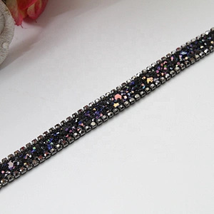 Decorative Copper rhinestone Chain edged hot fix trim motif designs