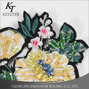 New arrival beaded crystal embroidery patches stick on jeans