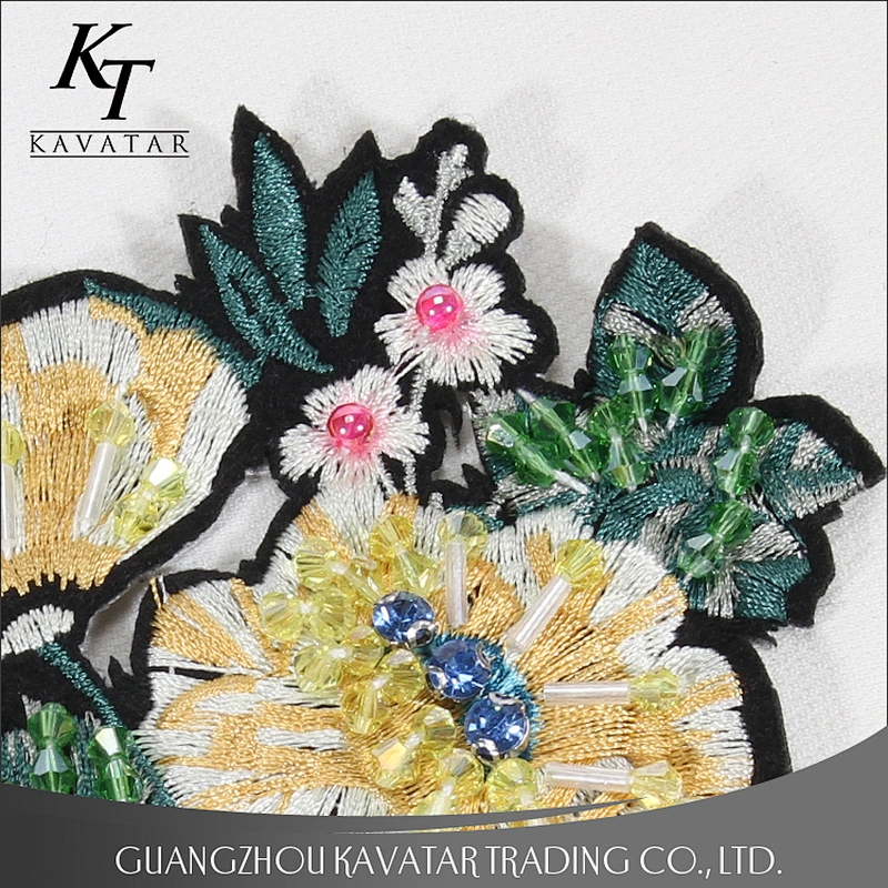 New arrival beaded crystal embroidery patches stick on jeans