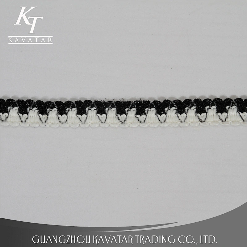New fashion black alternating with white 100% polyester decoration tape for garment