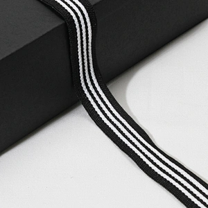 Wholesale Classical Three Strips Black Band Knit Rib Ribbon Trim Lace Tape for Sportswear and Garments