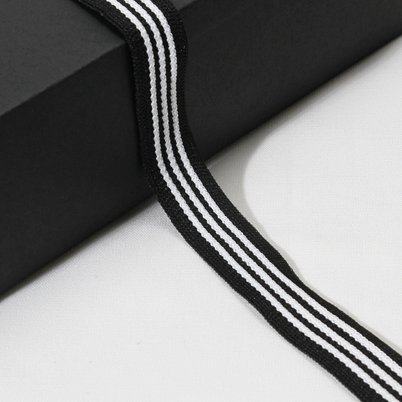Wholesale Classical Three Strips Black Band Knit Rib Ribbon Trim Lace Tape for Sportswear and Garments