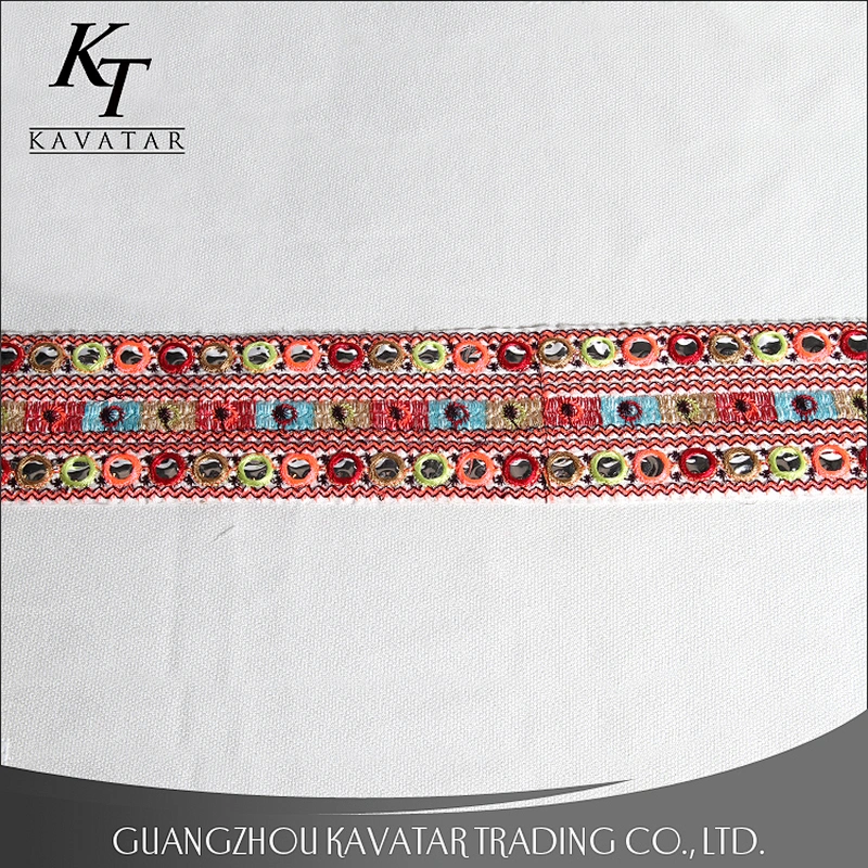 Wholesale 6cm white mirror style embroidery ribbon trim