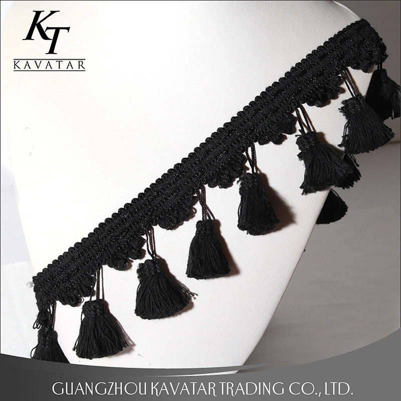 Hot sale fashionable garment long tassel pom pom trim