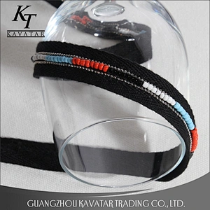 High Quality Multi Color Beads Trim Sew On Polyester Ribbon For Garment