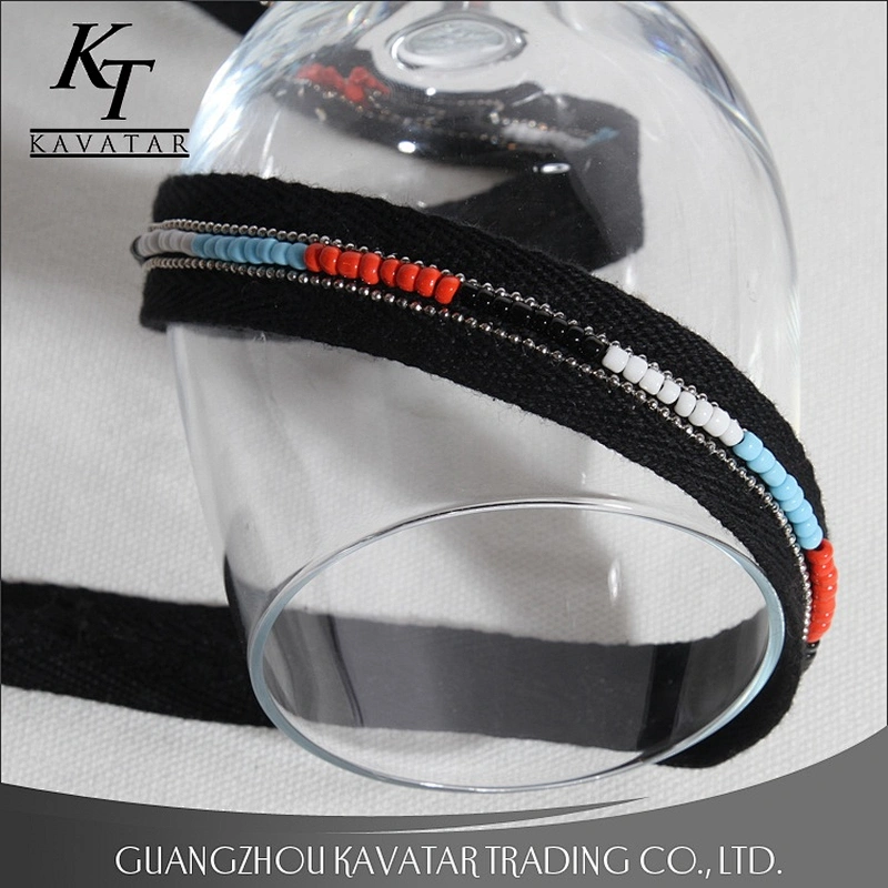 High Quality Multi Color Beads Trim Sew On Polyester Ribbon For Garment