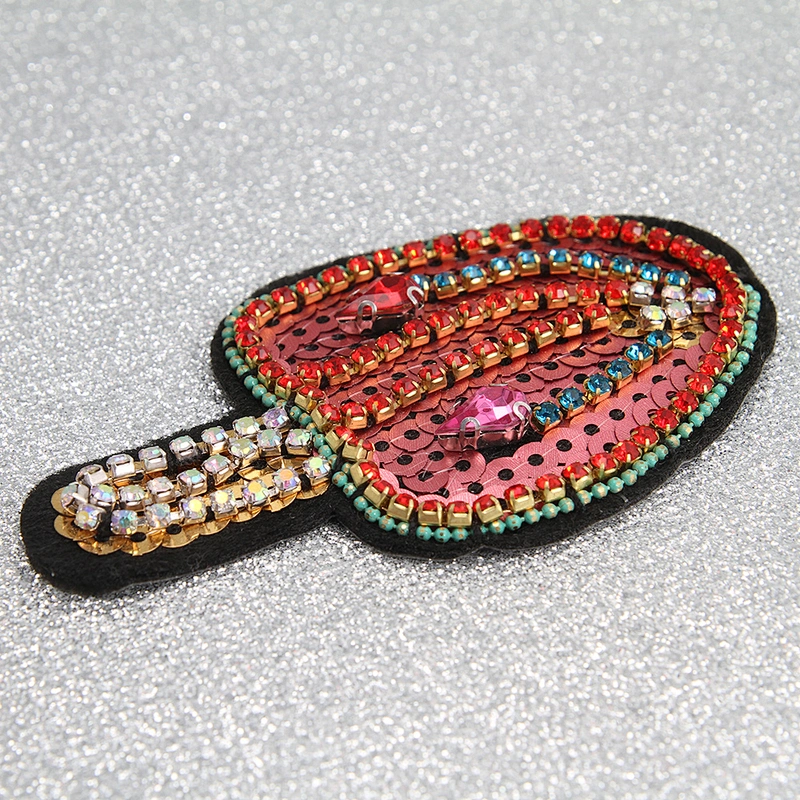 Kavatar Handmade Cute Ice Fruit Shape Rhinestones Iron Beaded Sequin Applique Patches patches for clothing