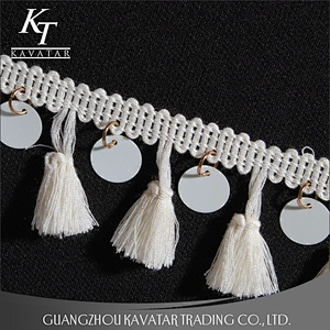 Fashion Sequin Sew On White Tassel Fringe Dress For Garment
