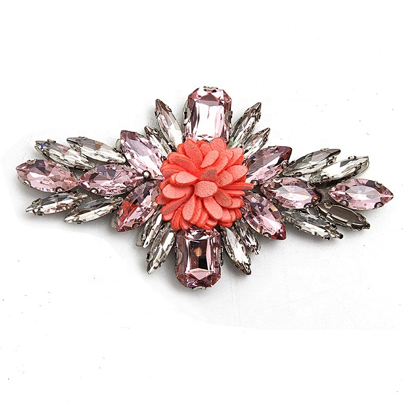 Christmas Cherry Flower Decorative Sew on Rhinestone Beaded Patches Wholesale patches for clothing