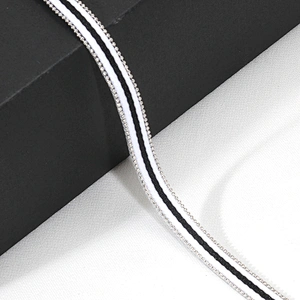 Design iron on hot fix rhinestone trim with white black strip ribbon