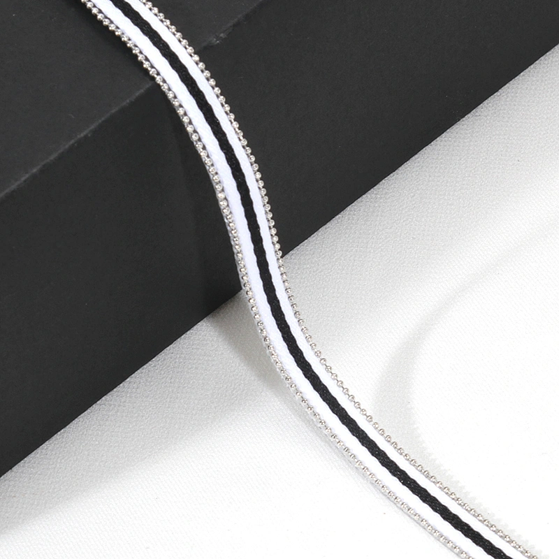 Design iron on hot fix rhinestone trim with white black strip ribbon