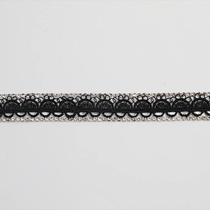 New Design Cotton Lace with Hotfix Rhinestone Transfer Sticker Trim For Women Clothes